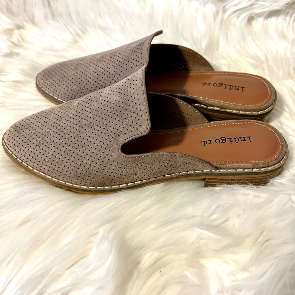 Grey Suede Mules